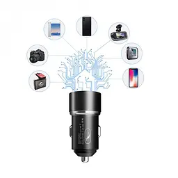 Автомобільний зарядний пристрій SkyDolphin SZ02V Aluminium (2USB, 2.4A) Чорний (AZP-000073) + кабель microUSB - мініатюра 4