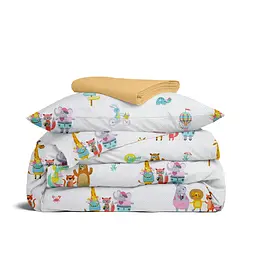 Дитяча постільна білизна в ліжечко ZOO ANIMALS CS5, пісочний (AnimalsZooBeach_Honey110x160_140)