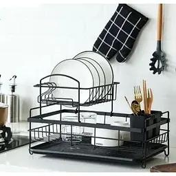 Сушка для посуду Ringel Raum багатоярусна чорна метал 44.3x31x30 см (RG-022b) - мініатюра 6