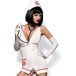 Еротичний костюм Obsessive Emergency dress S/M білий