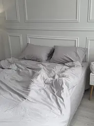 Постільна білизна сімейна Dushka Home Варена бавовна преміум 21695 160х215х2 см світло-сіра