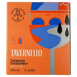 Вино Tavernello Trebbiano Сhardonnay Rubicone IGT біле полусухе 2.25 л - мініатюра 2
