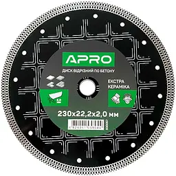 Диск відрізний алмазний APRO кераміка екстра 230мм x 22-24%