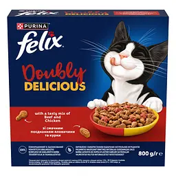 Сухий корм Felix Doubly Delicious для дорослих котів з яловичиною, куркою та буряком 800 г - мініатюра 2