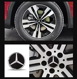 Ковпачки маточини на титани Mercedes-Benz 60 / 56 мм 1 шт Чорні - мініатюра 2