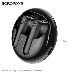 Bluetooth Стерео Гарнітура Borofone BW08 TWS Чорний - мініатюра 3