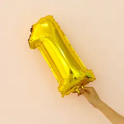 Кулька-цифра 1 фольгована 16 дюймів золотиста - мініатюра 2