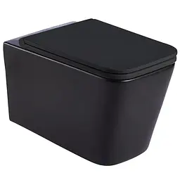 Підвісний унітаз Mixxus Quadro-0302-R Black 530x360x365 мм, Rimless MP6455, Чорний матовий