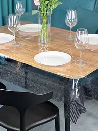 Скатертина силіконова з чорною стразовою стрічкою подвійною 140х120 см - мініатюра 10