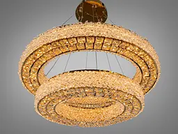 Розкішна підвісна LED люстра Diasha 7932/800+500S-gold золота кришталева 71 см 126W з пультом - мініатюра 3