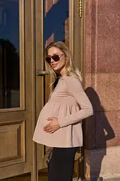 Лонгслів для вагітних і годуючих гольф для майбутніх мам Tallinn XL (48) Lullababe бежевий - мініатюра 3