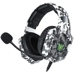 Дротова ігрова гарнітура Onikuma Gaming with LED K8, USB, 3.5mm, 2.2m, Camouflage-White