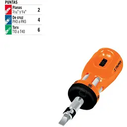 Викрутка-ручка Truper Mini 6 подвійних біт (DTROM-12B) - мініатюра 2