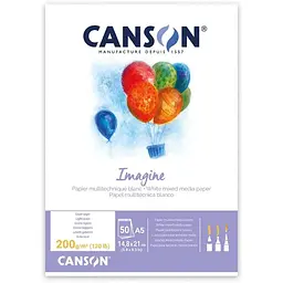 Склейка паперу Canson IMAGINE (mix media) 200 г/м2 50л натуральний білий гладкий 