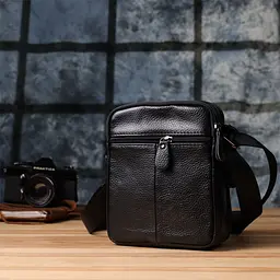 Чоловіча сумка на плече з натуральної шкіри Vintage 23020 чорна - мініатюра 10