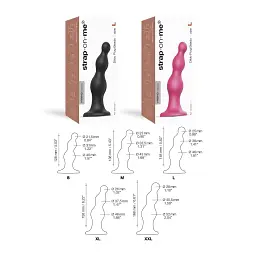 Насадка для страпону Strap-On-Me Dildo Plug Beads Black S - мініатюра 6
