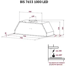 Витяжка Perfelli BIS 7653 WH 1000 LED - мініатюра 11