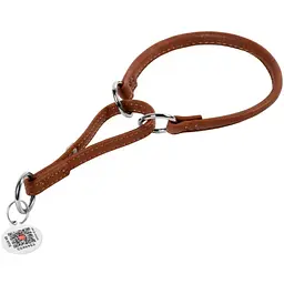Нашийник-зашморг Waudog Soft, шкіряний, круглий, з QR паспортом, 32-40х0,8 см, коричневий - мініатюра 2