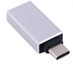 Переходник Type-C --> USB 3.1 (OTG) OEM, серебристый - миниатюра 2