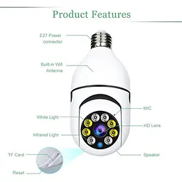 Панорамна IP WiFi камера відеоспостереження Kerui лампочка CAMERA CAM L1 E27 WIFI IP 360/90 біла - мініатюра 4