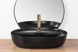 Умивальник Rea Cleo black mat накладний чорний REA-U0035, Чорний матовий - мініатюра 4