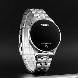 Чоловічий наручний світлодіодний годинник Skmei 1579 light (Сріблястий) - мініатюра 6