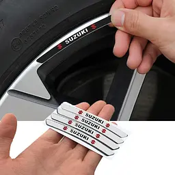Емблема обода колеса Suzuki 4 шт Алюміній наклейка на диски на скотчі Чорні - мініатюра 4