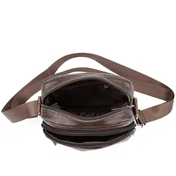 Шкіряний компактний чоловічий месенджер коричневий Tiding Bag M56-0080C - мініатюра 2