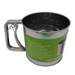 Кухоль-сито для просіювання борошна великий подвійне сито Ø 12.5 см, Kitchen Master Светло-серый 84106