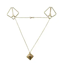 SX0844 Затискачі для сосків з важкою підвіскою LOCKINK Nipple Clamps with Heavy Pendant, золотисті