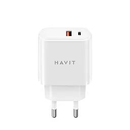 Зарядний пристрій Havit UCP019 20W USB-A+USB-C білий (HV-UCP019-WH) - мініатюра 2