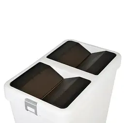 Відро для сміття Motek на 40 л + 40 л з поворотною кришкою 55х35.5х59 см Біле (COB-414) - мініатюра 3