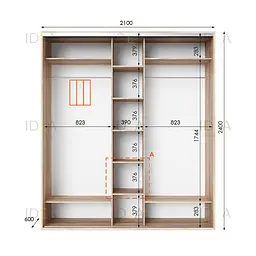 Шафа-купе Idea серія 2 210 x 60 x 240 см Дуб сонома - мініатюра 2