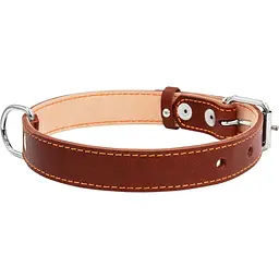 Нашийник подвійний Collar, шкіра, 38-50х2,5 см, коричневий - мініатюра 3