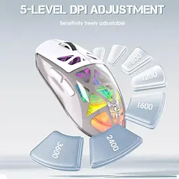 Комп'ютерна мишка Onikuma бездротова ігрова з RGB підсвіткою Bluetooth + 2.4GHz акумуляторна USB адаптер для ПК ноутбука - мініатюра 4