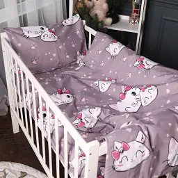 Простирадло MirSon Бязь Kids Time 17-0691 Cat with a paw 110х160 см темно-сіре (2200010456028) - мініатюра 2