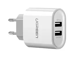 Зарядний пристрій Ugreen CD104 2xUSB 3.4 A Charger білий