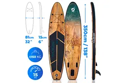 Надувна дошка SUP THUNDER Wood 350 см з веслом - мініатюра 3