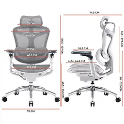 Крісло офісне Sihoo Doro C300 Pro Mesh White (DORO-C300-PRO-M102) - мініатюра 6