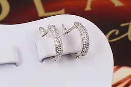 Сережки Xuping Jewelry дві доріжки з фіанітів 1.4 см сріблясті - мініатюра 2