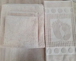 Набір турецьких махрових однотонних рушників Zeron 50х90+70х140+50х70 Beige щільність 500 г/м2