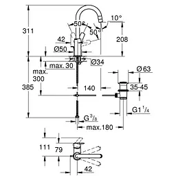 Змішувач для раковини Grohe QuickFix Start L-Size 24203002, Хром - мініатюра 2