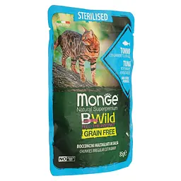 Вологий корм для котів Monge Cat Вwild Gr. Free Wet Sterilised тунець з креветками та овочами 85 г - мініатюра 2