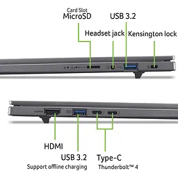 Ноутбук ACER Aspire 16 AI OLED A16-52M-73CT, Intel Core Ultra 7 256V до 4.8GHz, 16" WUXGA, 16GB, SSD 1TB, Intel Arc Graphics 140V, Free DOS - мініатюра 10
