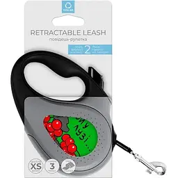 Повідець-рулетка для собак Waudog R-leash Калина, світловідбиваючий, XS, до 12 кг, 3 м, чорний - мініатюра 3