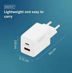 Digitus Зарядний пристрій GaN 1хUSB-C, 1хUSB-A, 45W - мініатюра 7
