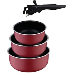 Ківш Bergner Click & cook, набір зі знімною ручкою 16/18/20 см, 4 предмети (BG-31608-RD)