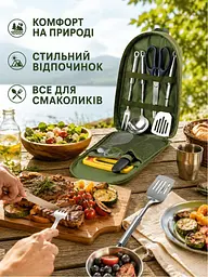 Набір посуду для кемпінгу 8 предметів у чохлі для пікніка та походу (49676169) - мініатюра 8
