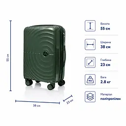 Валіза з розширенням Madisson 42203 мала 39л зелена (42203-S-Dark-green) - мініатюра 2