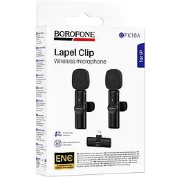 Петличний бездротовий мікрофон Borofone BFK16A Winner dual-mic Type-C Black - мініатюра 2